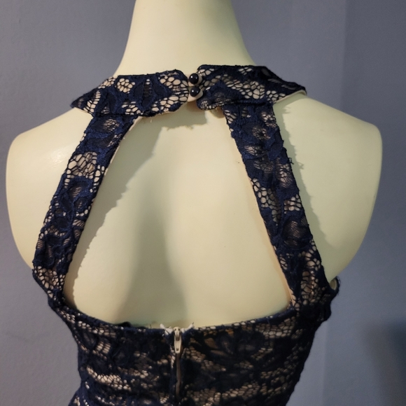 Midnight Doll Blue & Tan Lace Dress - Picture 2 of 6
